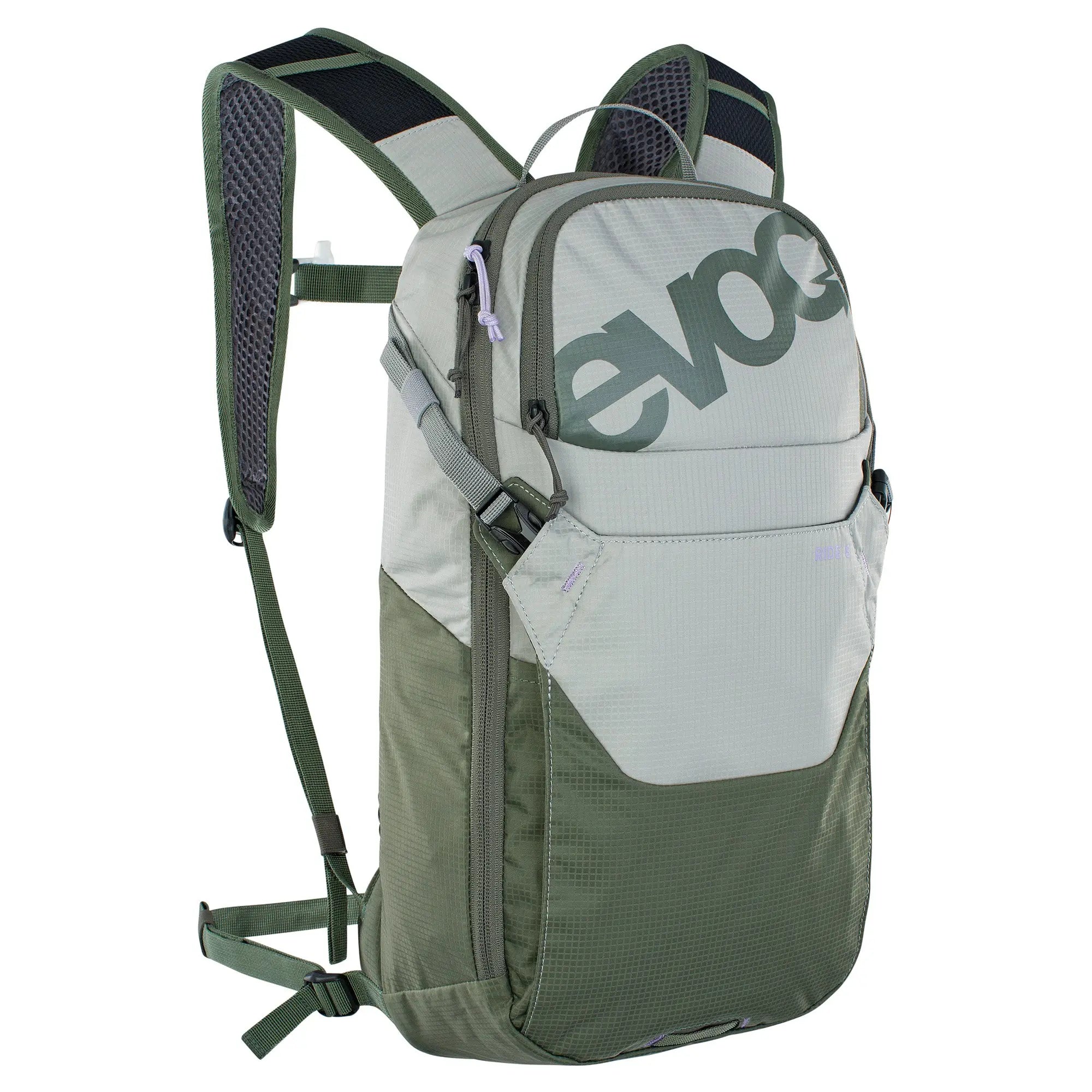 Evoc Ride Performance Backpack 8 L + 2 L Bladder Stone / Dark Olive - FREE UK Shipping, FREE 365 Day Returns | Moto Central