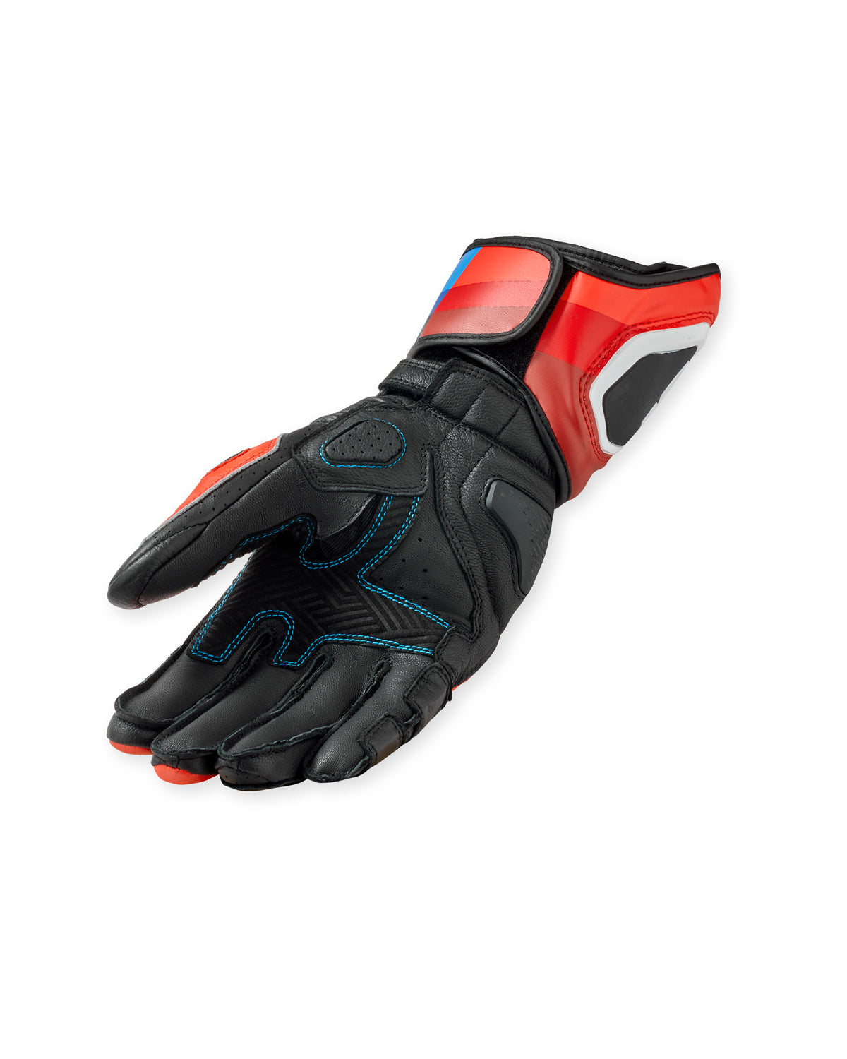 Revit Quantum 3 Leather / Textile Gloves Neon Red / Blue FREE UK Delivery, FREE 365 Day Returns - Moto Central