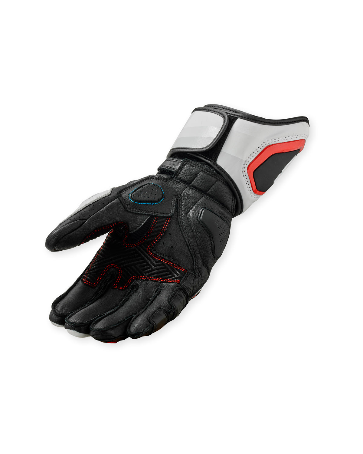 Revit Quantum 3 Leather / Textile Gloves White / Neon Red FREE UK Delivery, FREE 365 Day Returns - Moto Central