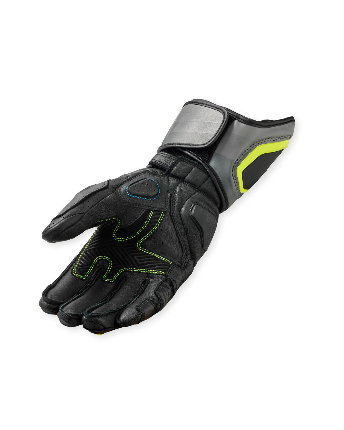 Revit Quantum 3 Leather / Textile Gloves Grey / Neon Yellow FREE UK Delivery, FREE 365 Day Returns - Moto Central