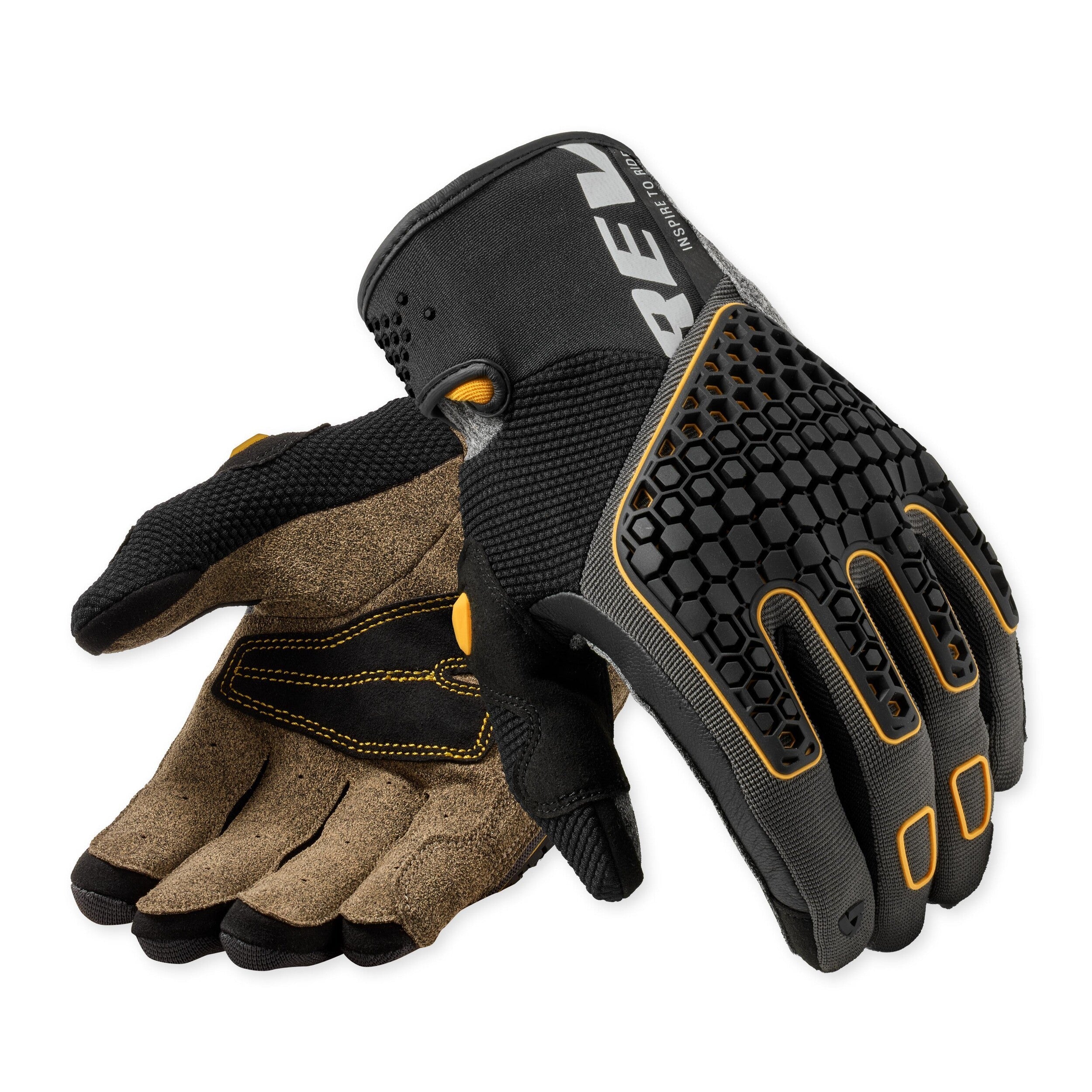 Revit Mangrove 2 Gloves Black / Ocher Yellow front view