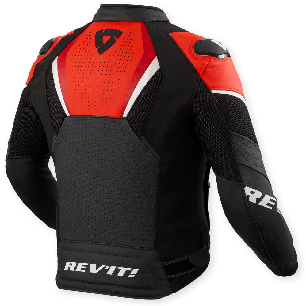 Revit Automate Leather Jacket Black / Neon Red – rear view