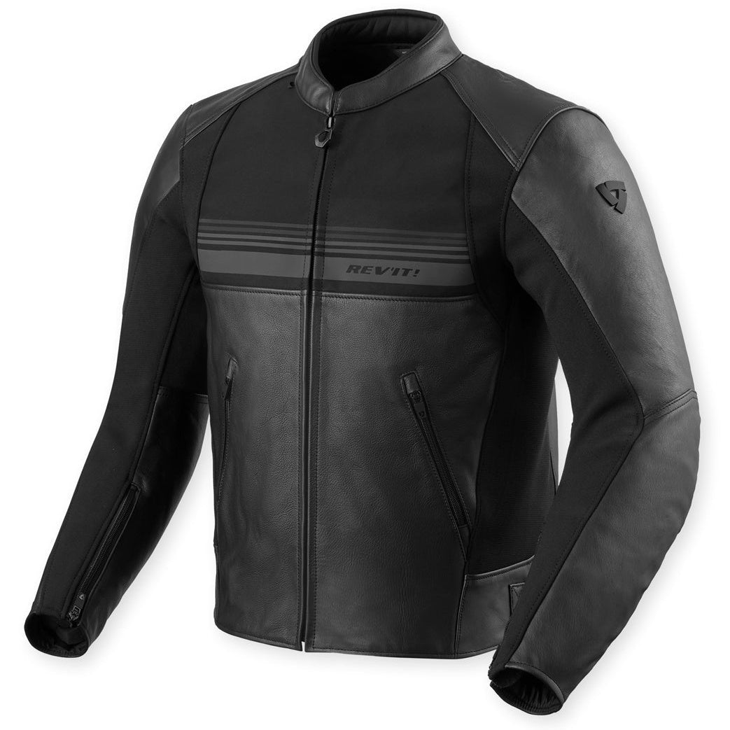 Revit Mile 2 Leather Jacket Black – front view