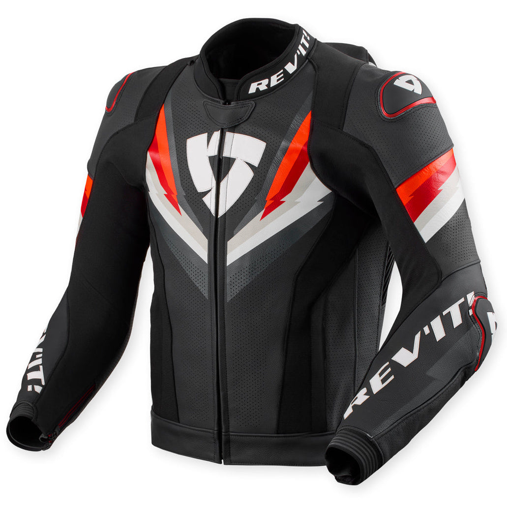 Revit Quantum 3 Pro Leather Jacket Black / Red – front view