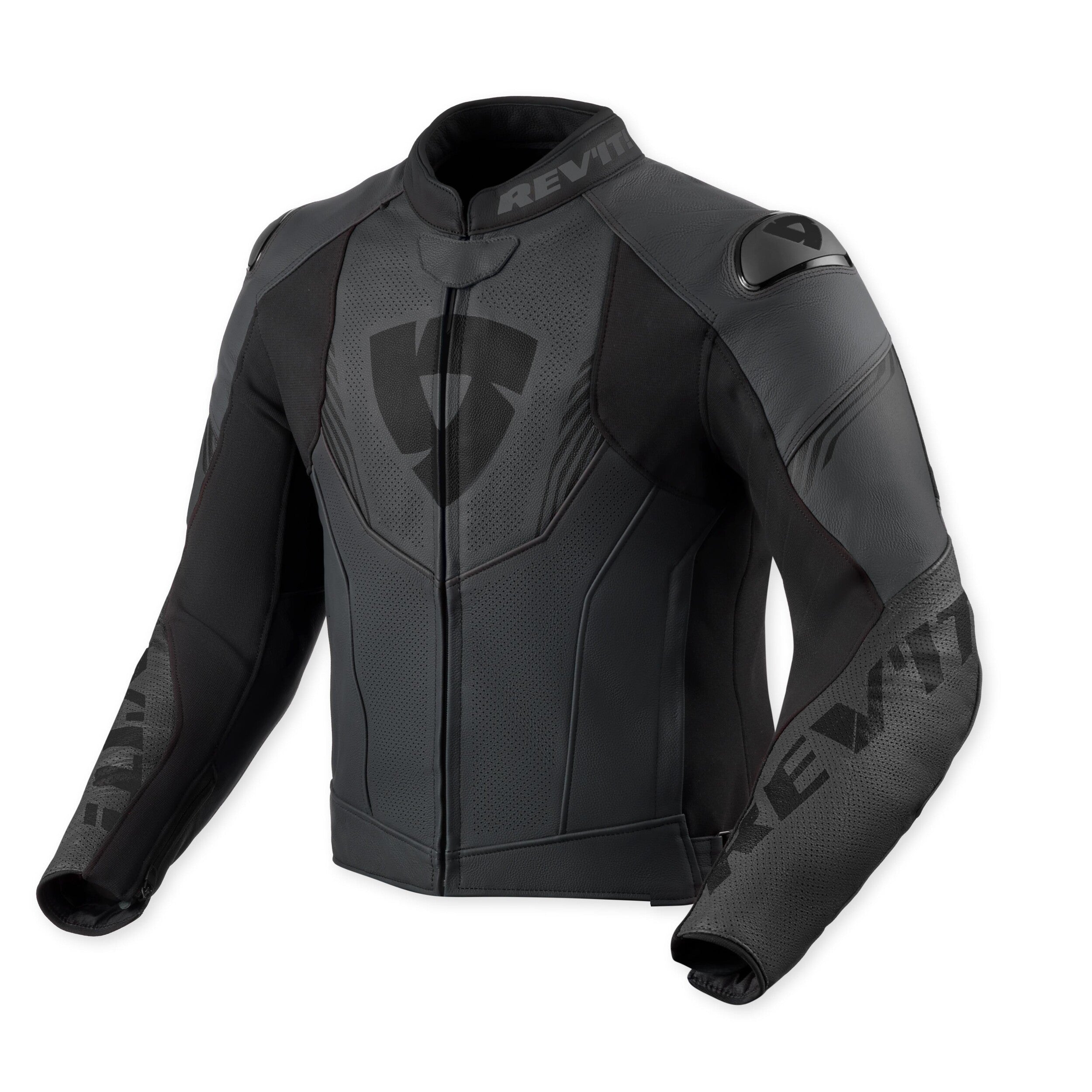 Revit Argon 3 Leather Jacket Black / Anthracite front view