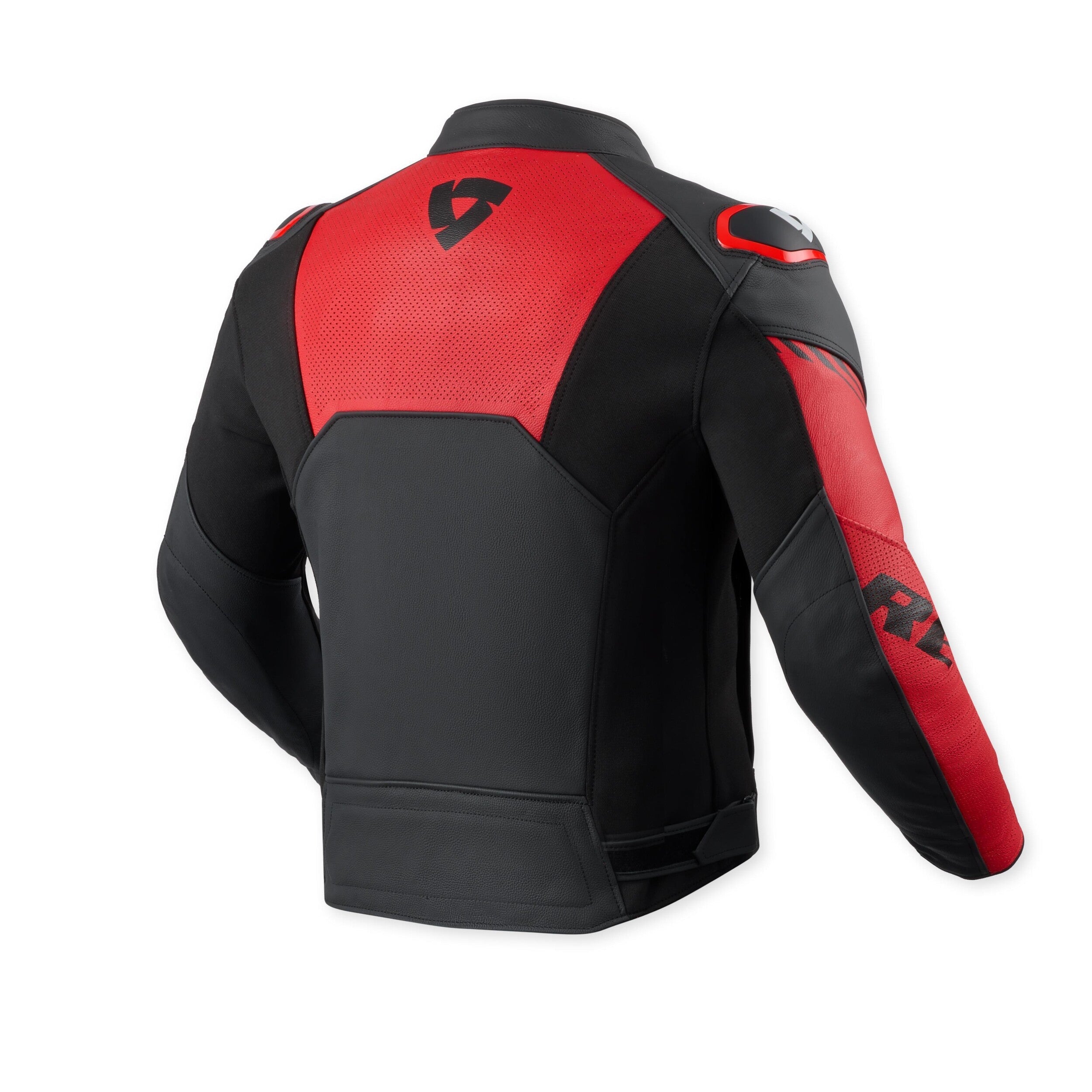 Revit Argon 3 Leather Jacket Black / Neon Red back view