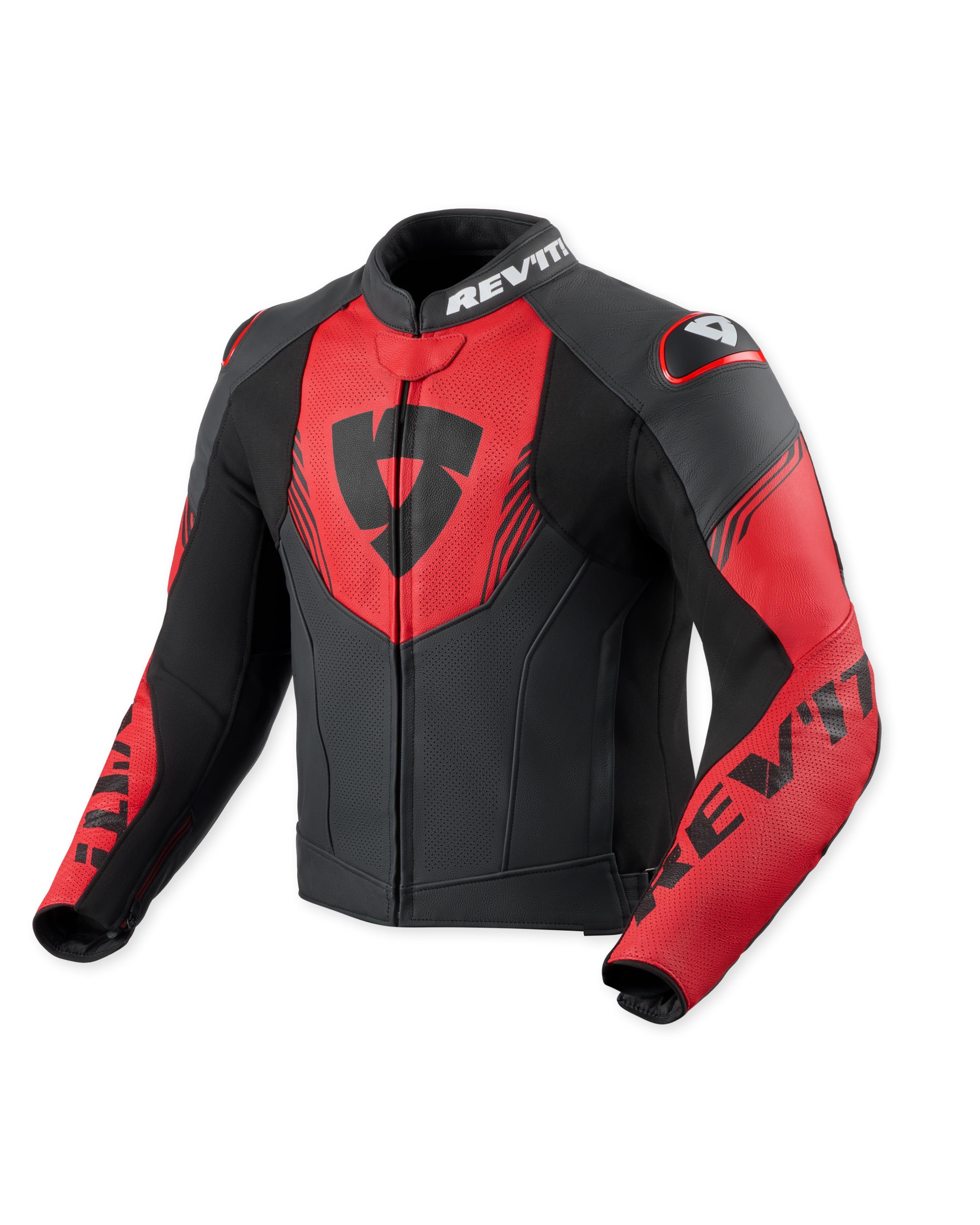 Revit Argon 3 Leather Jacket Black / Neon Red FREE UK Delivery, FREE 365 Day Returns | Moto Central