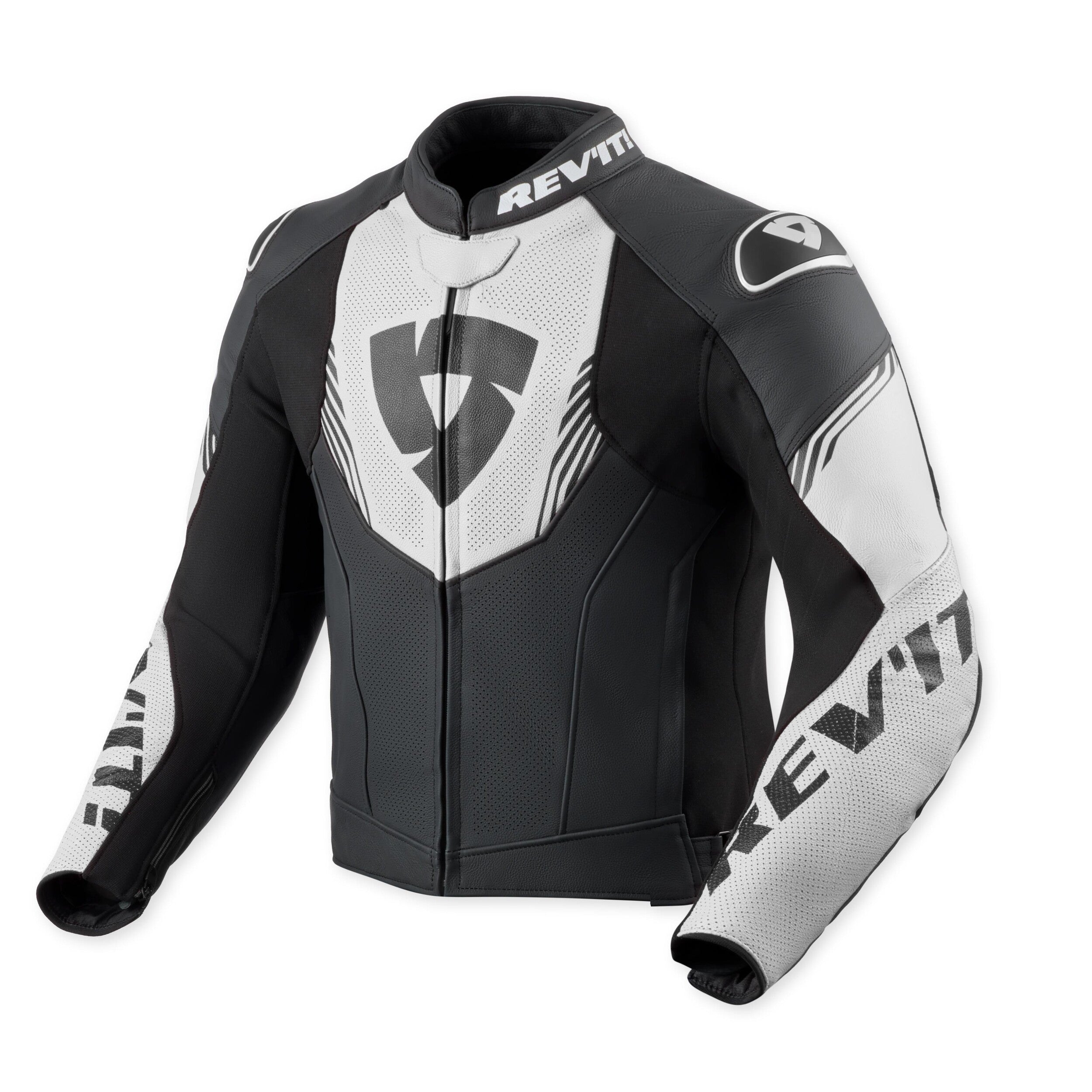 Revit Argon 3 Leather Jacket Black / White front view