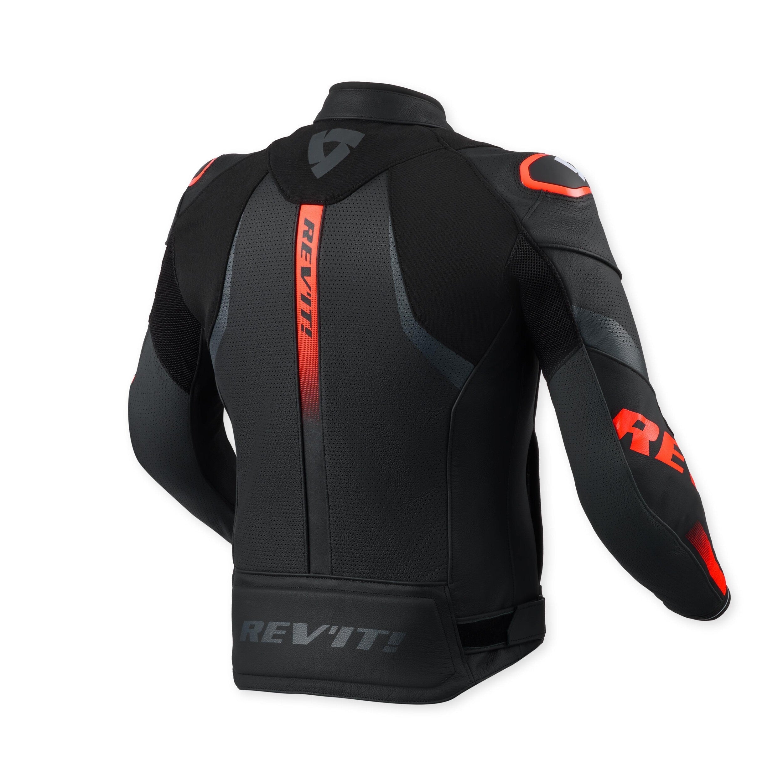 Revit Hyperspeed 3 Air Leather Jacket Black / Neon Red back view