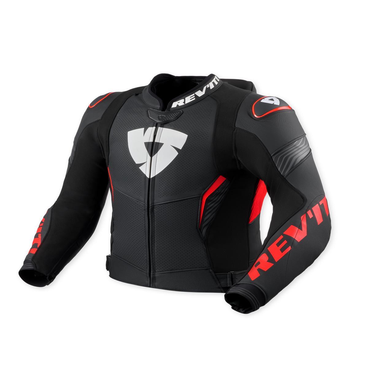 Revit Argon 3 Pro Leather Jacket Black / Neon Red FREE UK Delivery, FREE 365 Day Returns | Moto Central