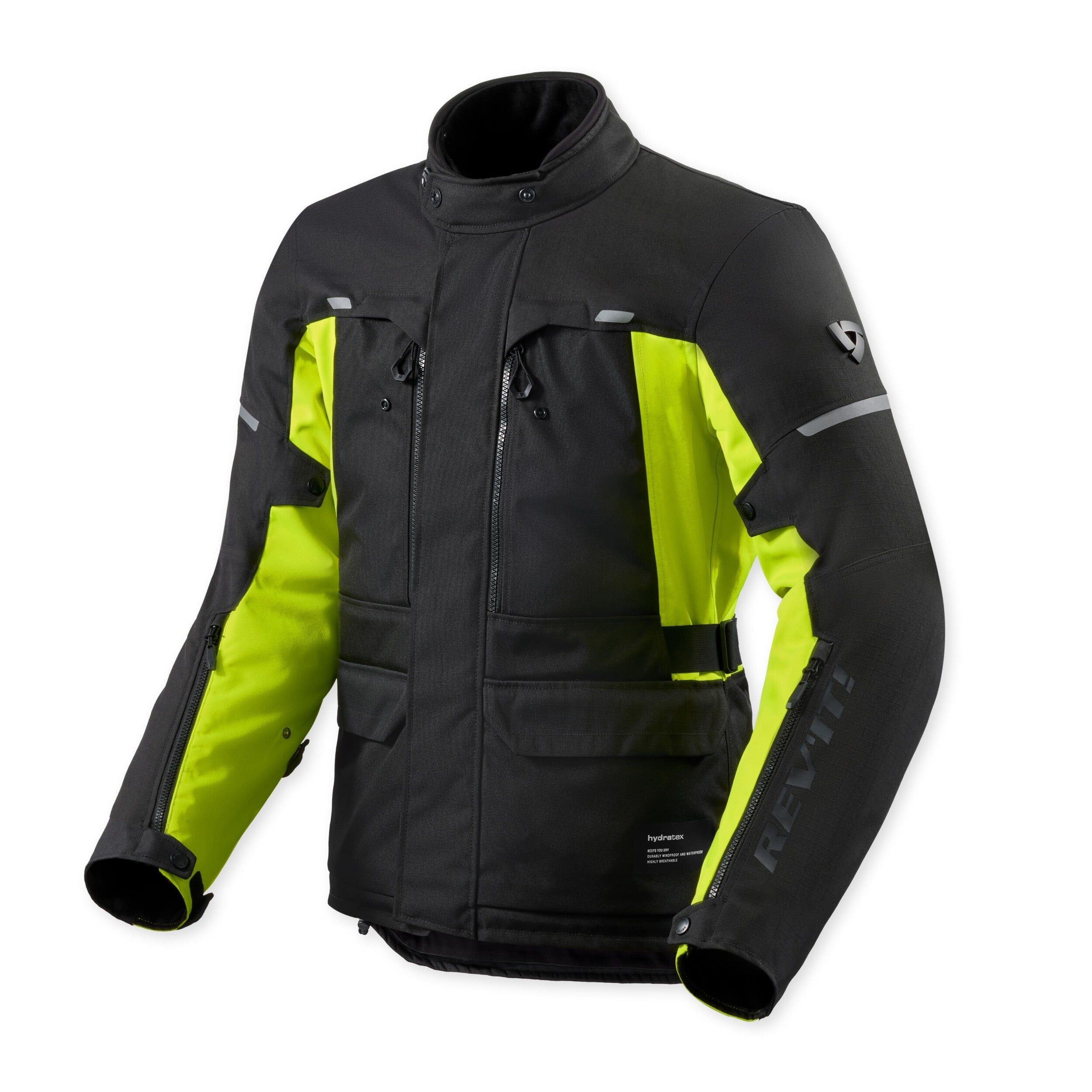 Revit Outback 5 H2O Textile Jacket Black / Neon Yellow front view