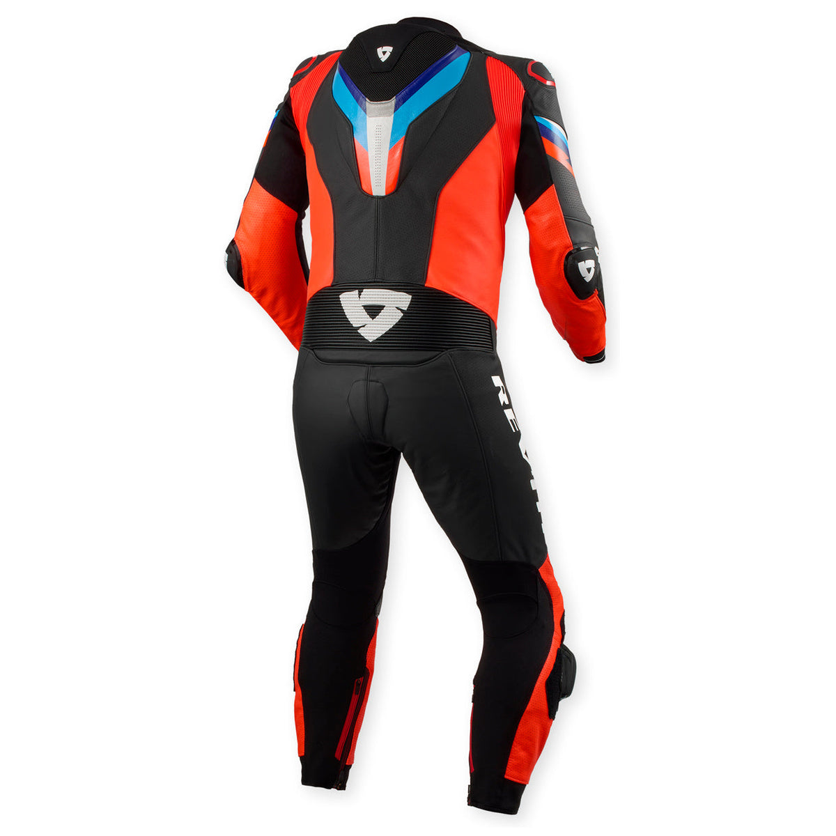 Revit Quantum 3 One Piece Leather Suit Neon Red / Black – rear view