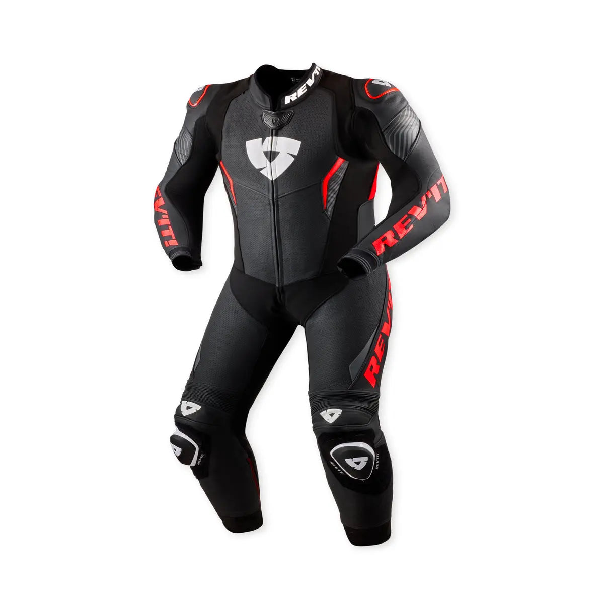 Revit Argon 3 One Piece Leather Suit Black / Neon Red FREE UK Delivery, FREE 365 Day Returns | Moto Central