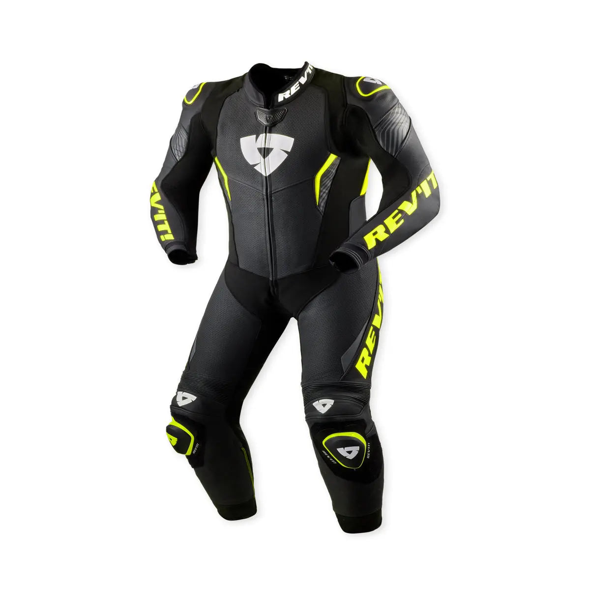 Revit Argon 3 One Piece Leather Suit Black / Neon Yellow FREE UK Delivery, FREE 365 Day Returns | Moto Central