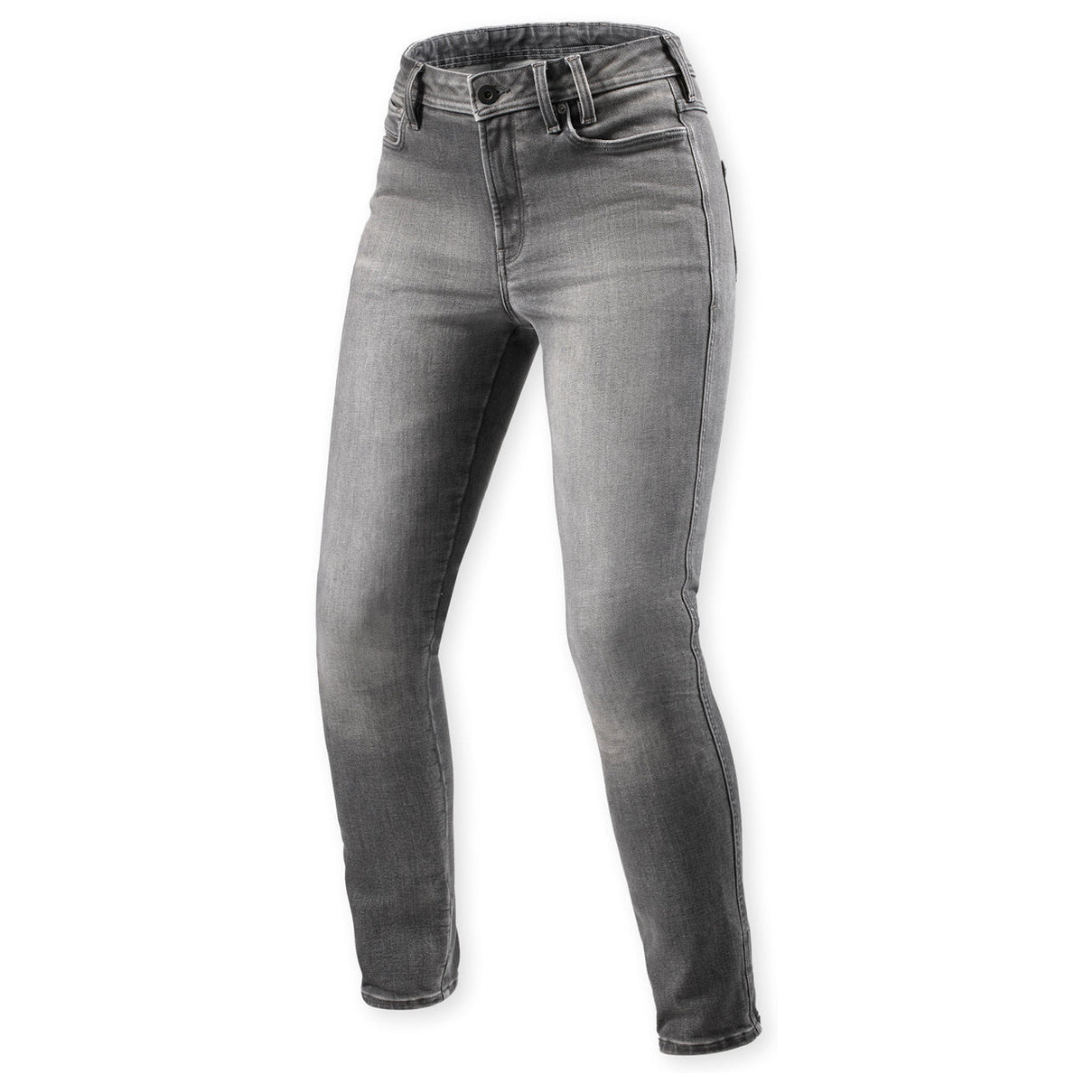 Revit Shelby 3 Skiny Fit Ladies Jeans Medium Grey Used motorcycle trousers, front view