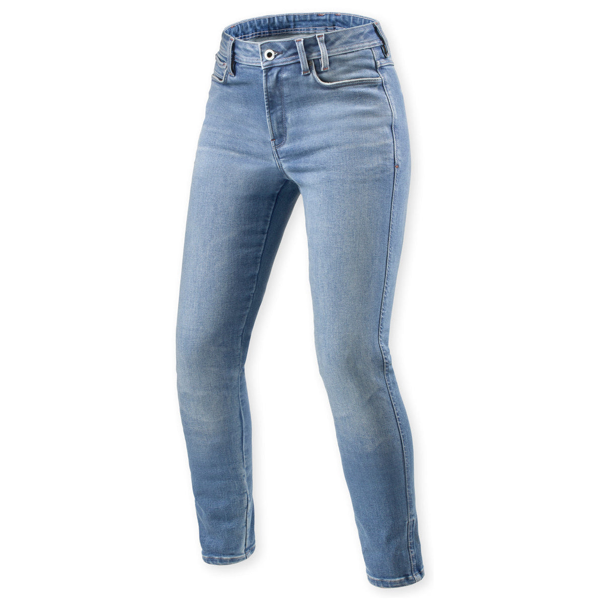 Revit Shelby 3 Skiny Fit Ladies Jeans Light Blue Vintage motorcycle trousers, front view