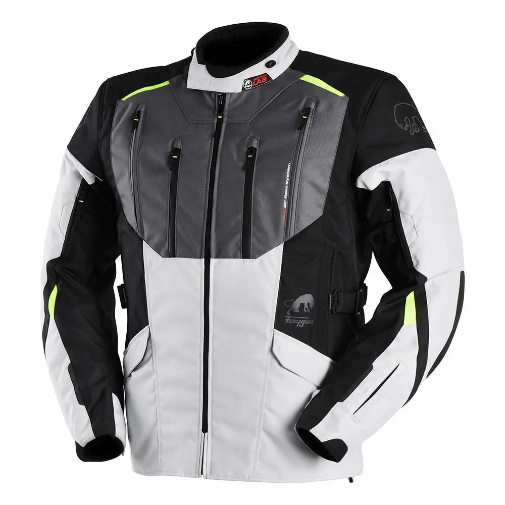 Furygan Brooks Textile Jacket Black / Pearl / Anthracite / Fluo Yellow FREE UK Delivery, FREE 365 Day Returns | Moto Central