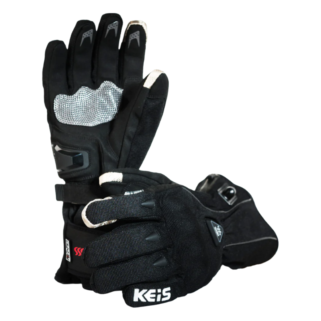 Keis G701 Premium Heated Textile Touring Gloves - stacked pair view