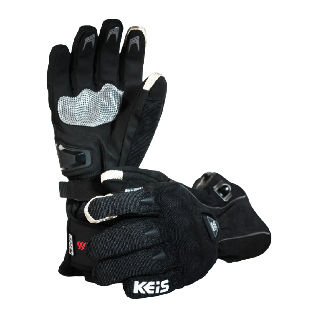 Keis G701 Premium Heated Textile Touring Gloves - stacked pair view