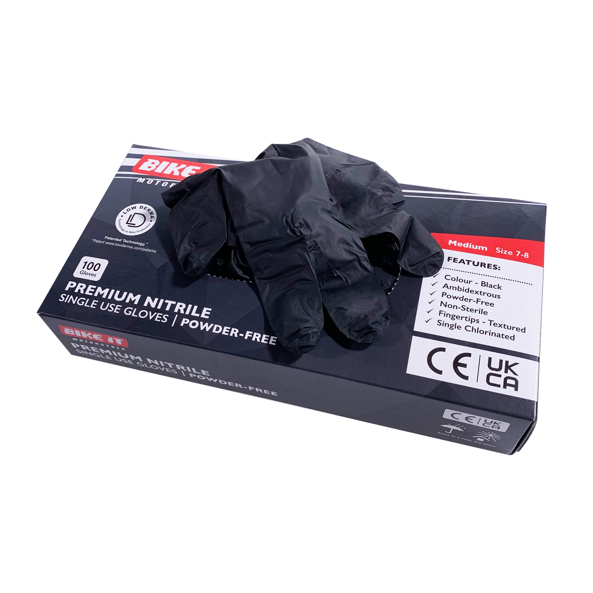 Bike It Disposable Nitrile Powder Free Mechanics Gloves Black - Pack Of 100 - FREE UK Delivery, FREE 365 Day Returns | Moto Central
