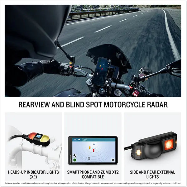 Garmin Zumo R1 Motorcycle Rearview & Blind Spot Radar Black FREE UK Delivery, FREE 365 Day Returns | Moto Central