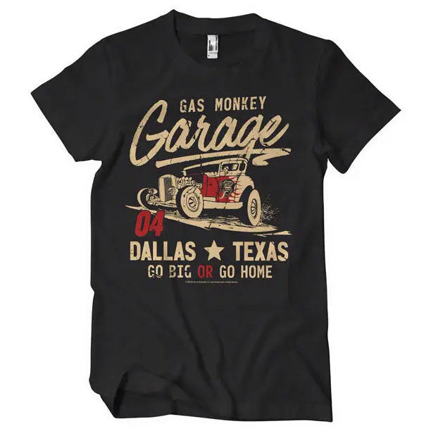 Gas Monkey Garage Go Big Or Go Home T-Shirt Black — front view