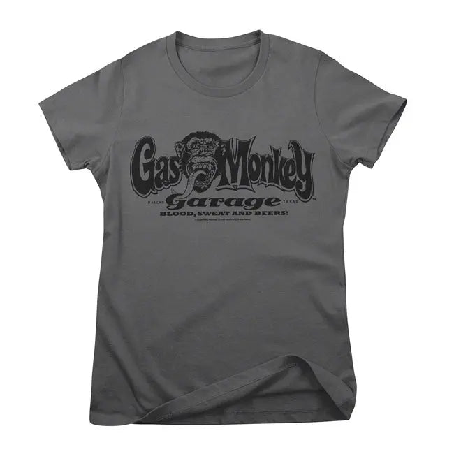 Gas Monkeys Garage Logo Female T-Shirt Dark Grey - FREE UK Shipping, FREE 365 Day Returns | Moto Central