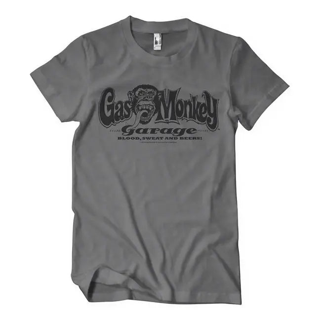 Gas Monkeys Garage Logo T-Shirt Dark Grey - FREE UK Shipping, FREE 365 Day Returns | Moto Central