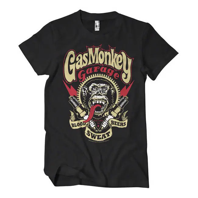 Gas Monkeys Garage Spark Plugs T-Shirt Black - FREE UK Shipping, FREE 365 Day Returns | Moto Central