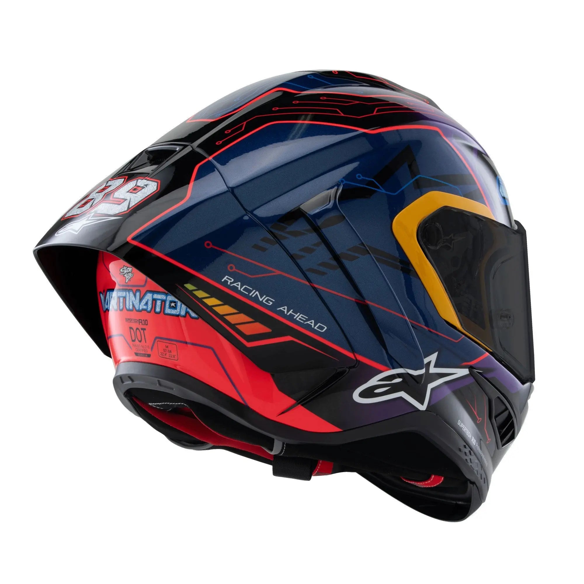 Alpinestars Supertech R10 Martinator R01 Full Face Helmet Blue / Purple / Gloss Red - FREE UK Shipping, FREE 365 Day Returns | Moto Central