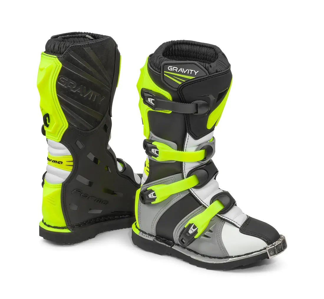 Forma Gravity Boots Grey / White / Fluo Yellow FREE UK Delivery, FREE 365 Day Returns | Moto Central
