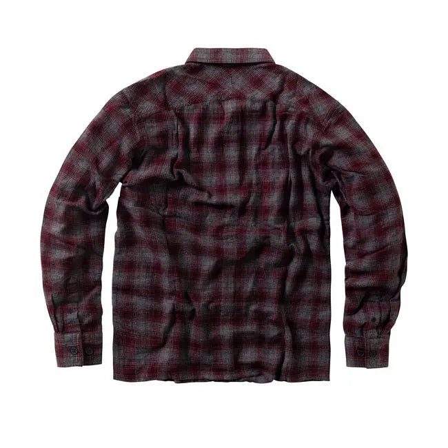 West Coast Choppers Rigid Flannel Shirt Burgundy / Grey - FREE UK Shipping, FREE 365 Day Returns | Moto Central