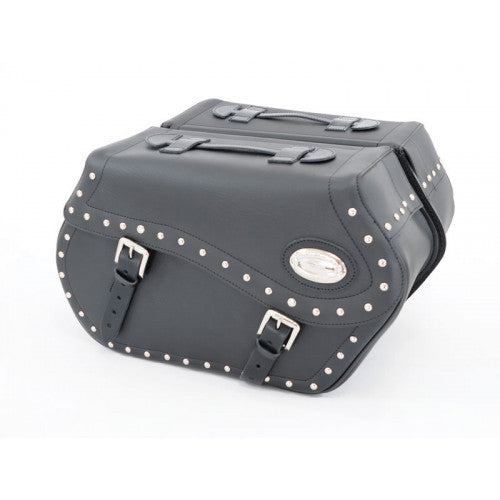 Longride Studded Iparex Saddlebags Black - 43 Liters