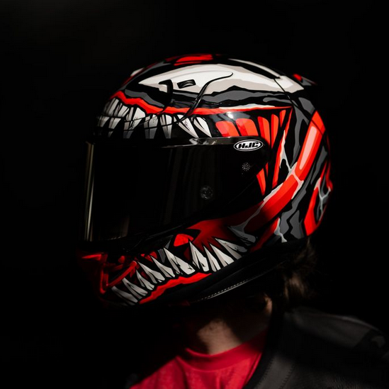 HJC RPHA 12 Maximized Venom Marvel Full Face Helmet MC1SF Black / Red - FREE UK Shipping, FREE 365 Day Returns | Moto Central