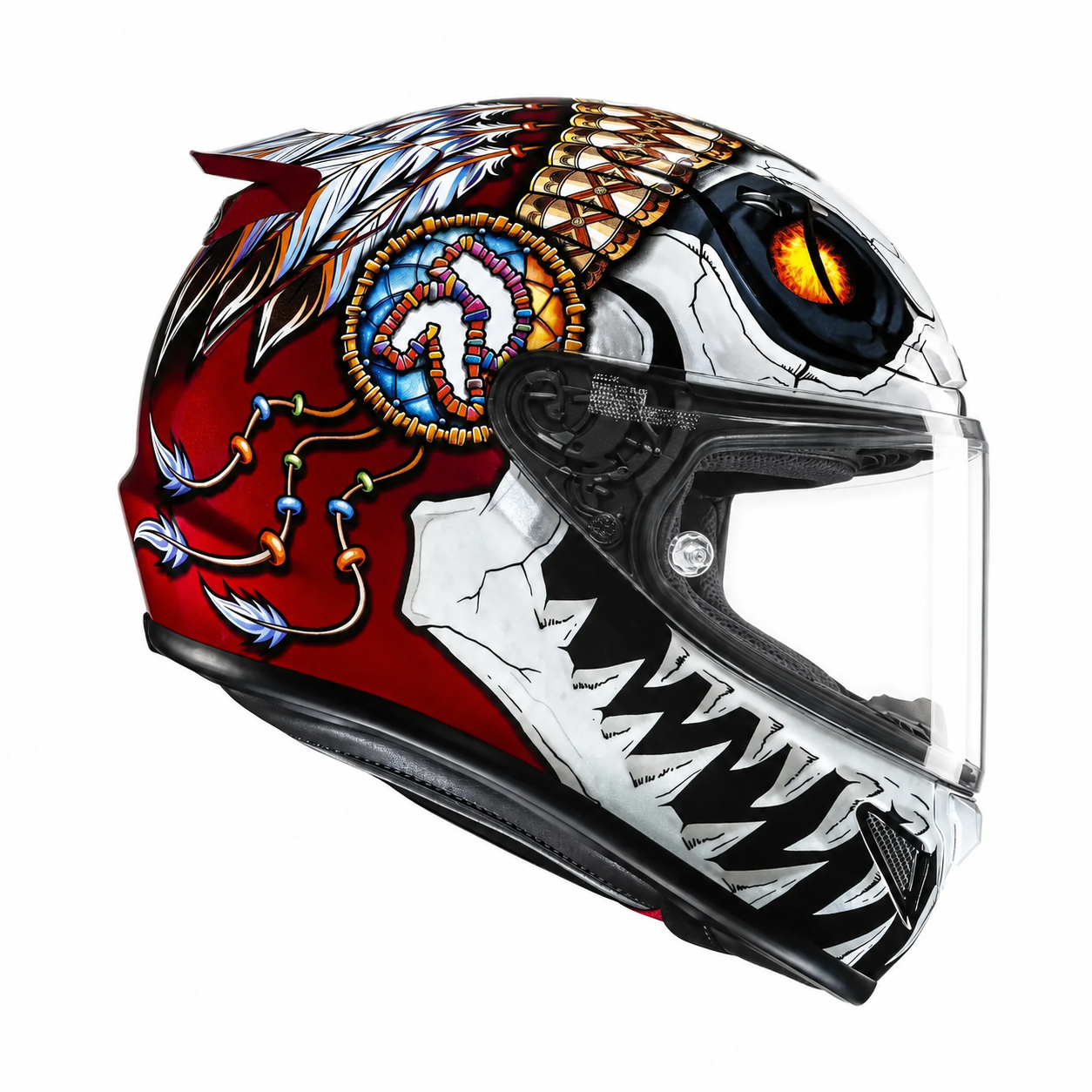 HJC RPHA 12 Kepina MC1 Red, alternate full-face motorcycle helmet angle on white background