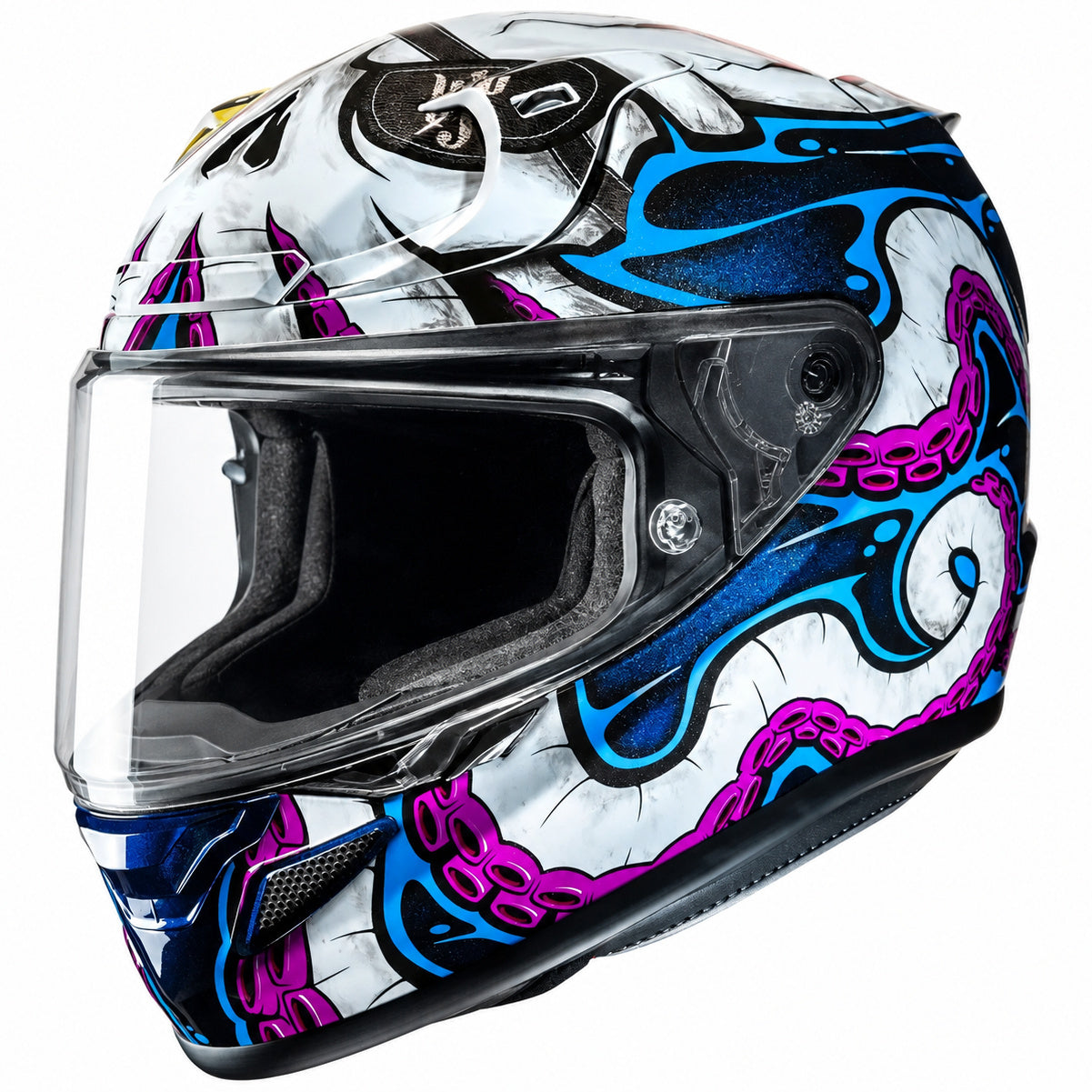 HJC RPHA 12 Kraken Blue / Purple / White, full-face motorcycle helmet product view on white background
