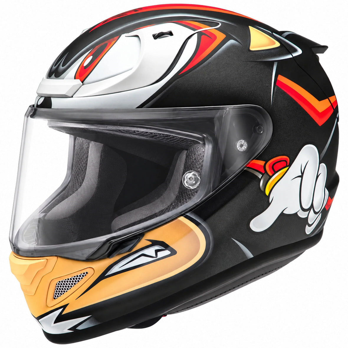 HJC RPHA 12 Shadow The Hedgehog MC1SF Red, full-face motorcycle helmet product view on white background