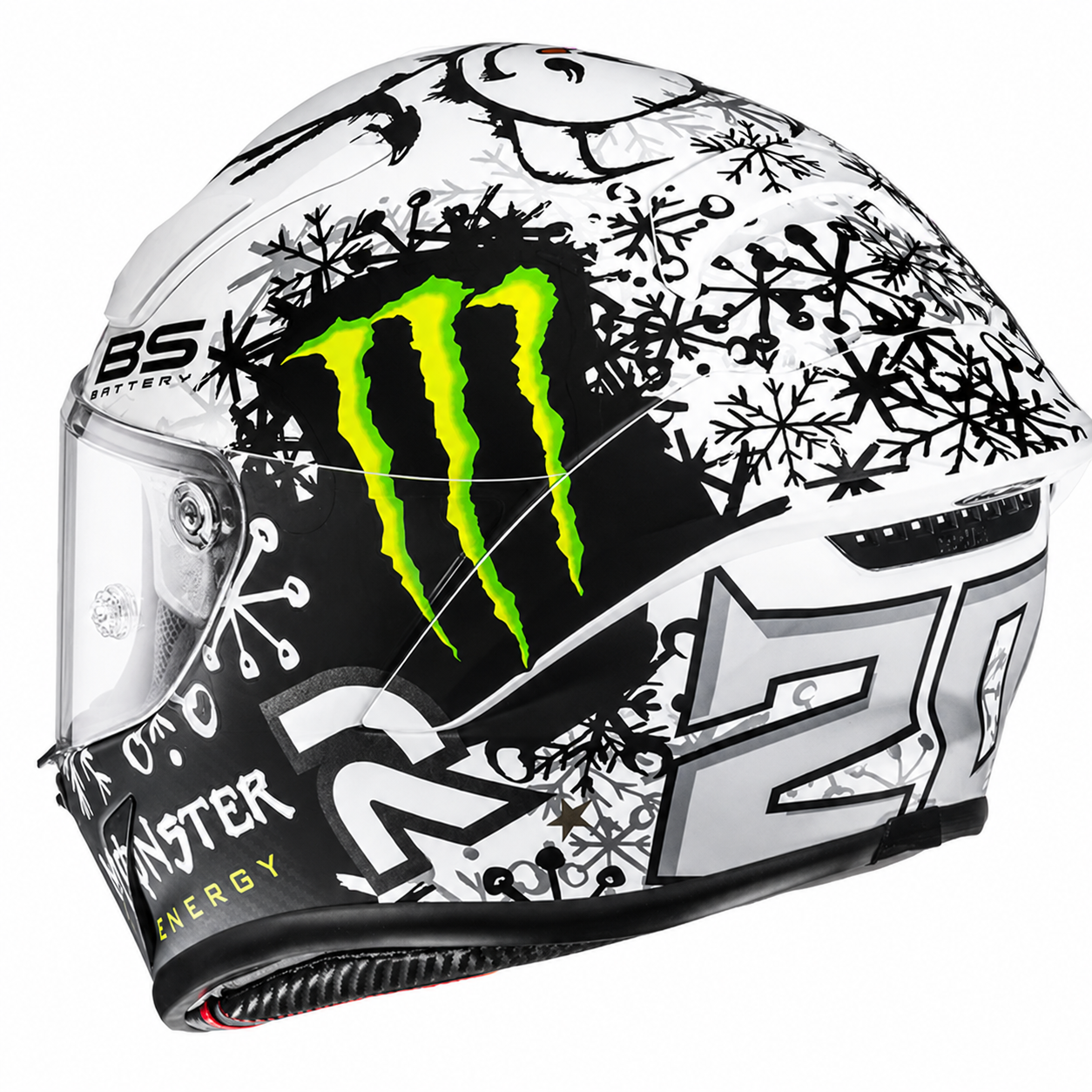 HJC RPHA 1 V2 Carbon Snow Diablo MC10SF Carbon, alternate full-face motorcycle helmet angle on white background