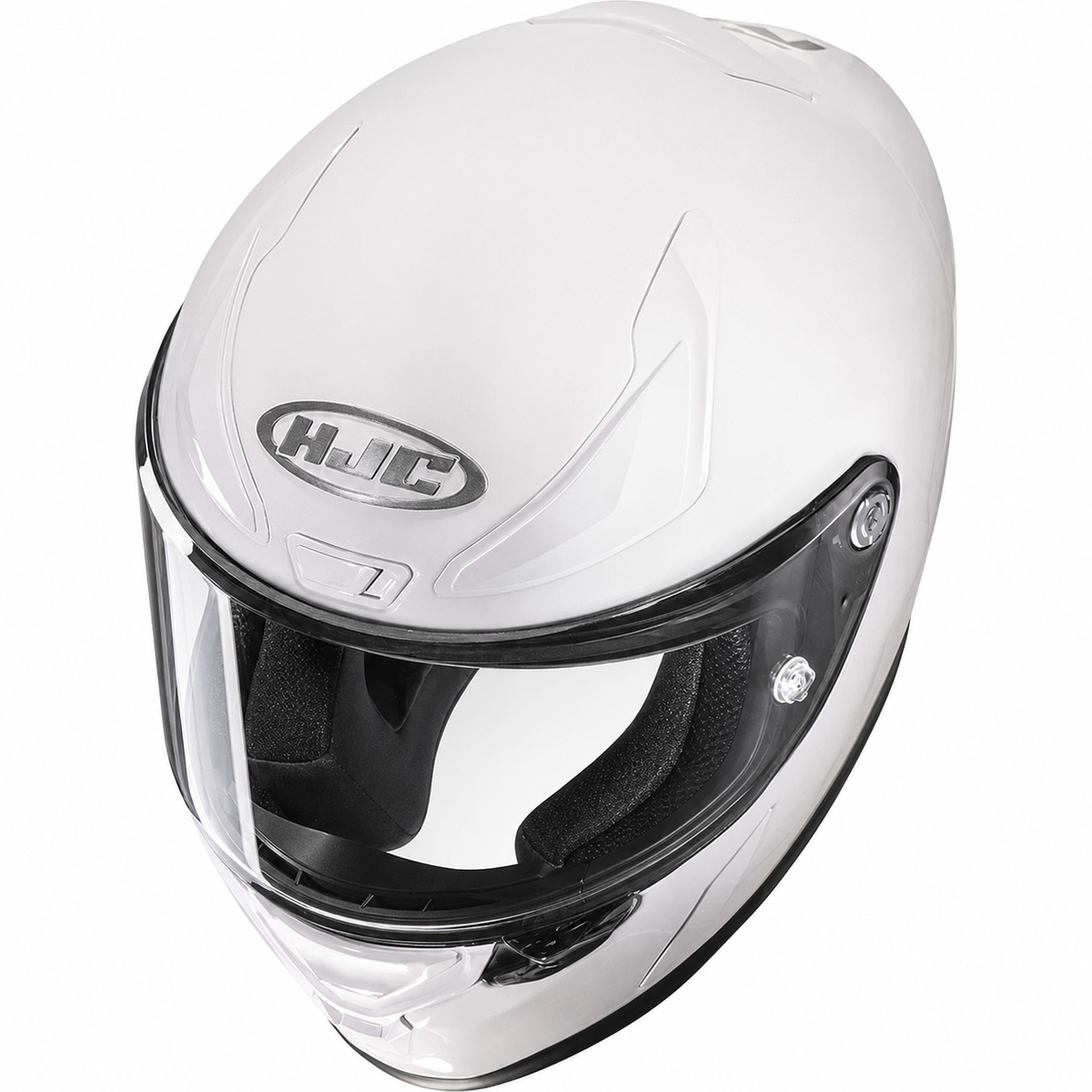 HJC RPHA 1 White, alternate full-face motorcycle helmet angle on white background