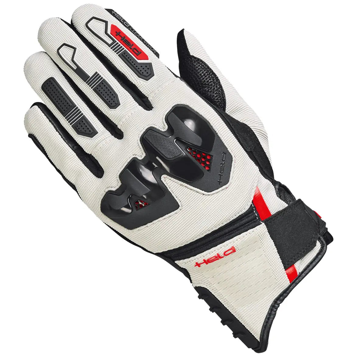 Held Sambia 2 Textile Gloves Black / Grey / Red motorcycle glove, back-of-hand view