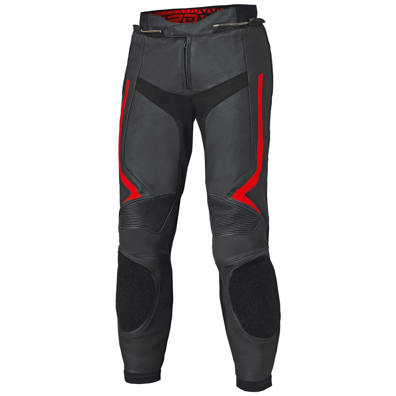 Held Street Rocket 4 Base Leather Trouser Black / Neon Red motorcycle trousers, front view