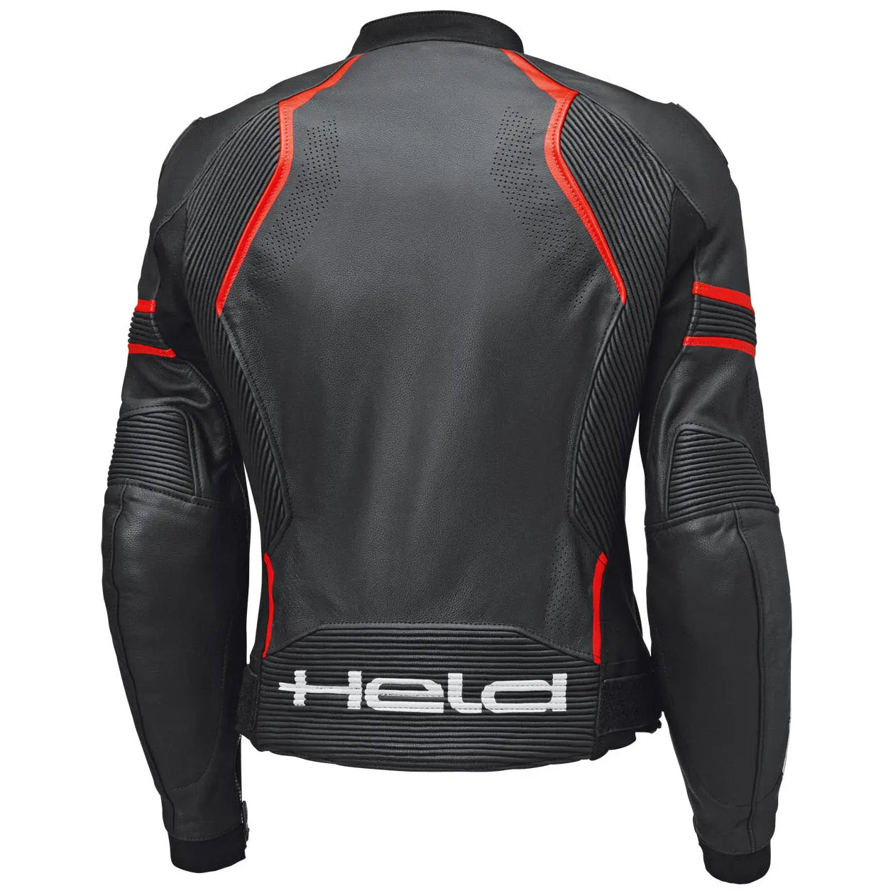 Held Street Rocket 4 Top Ladies Leather Jacket Black / Neon Red motorcycle jacket, rear view