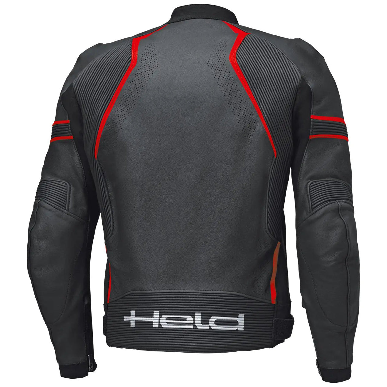 Held Street Rocket 4 Top Leather Jacket Black / Neon Red motorcycle jacket, rear view