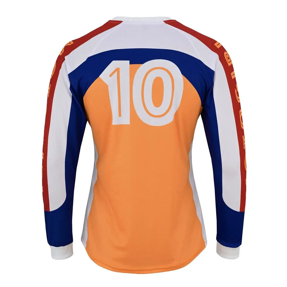MotoGirl Retro Ladies MX Jersey Orange / White / Blue FREE UK Delivery, FREE 365 Day Returns | Moto Central