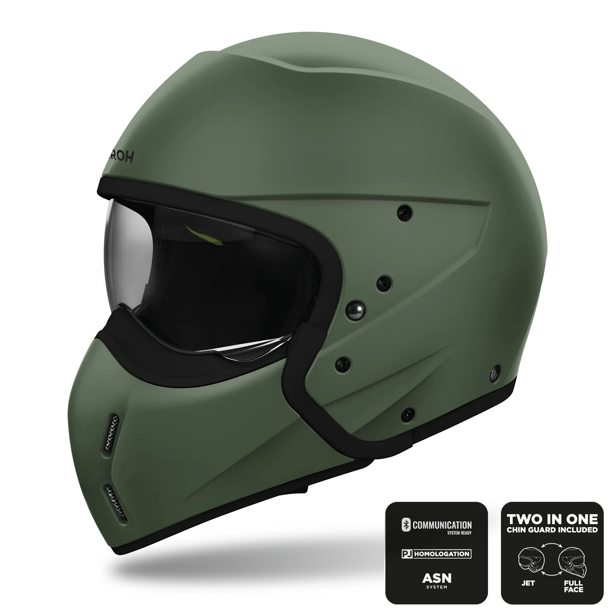 Airoh J-110 Matt Miltary Green FREE UK Delivery, FREE 365 Day Returns | Moto Central