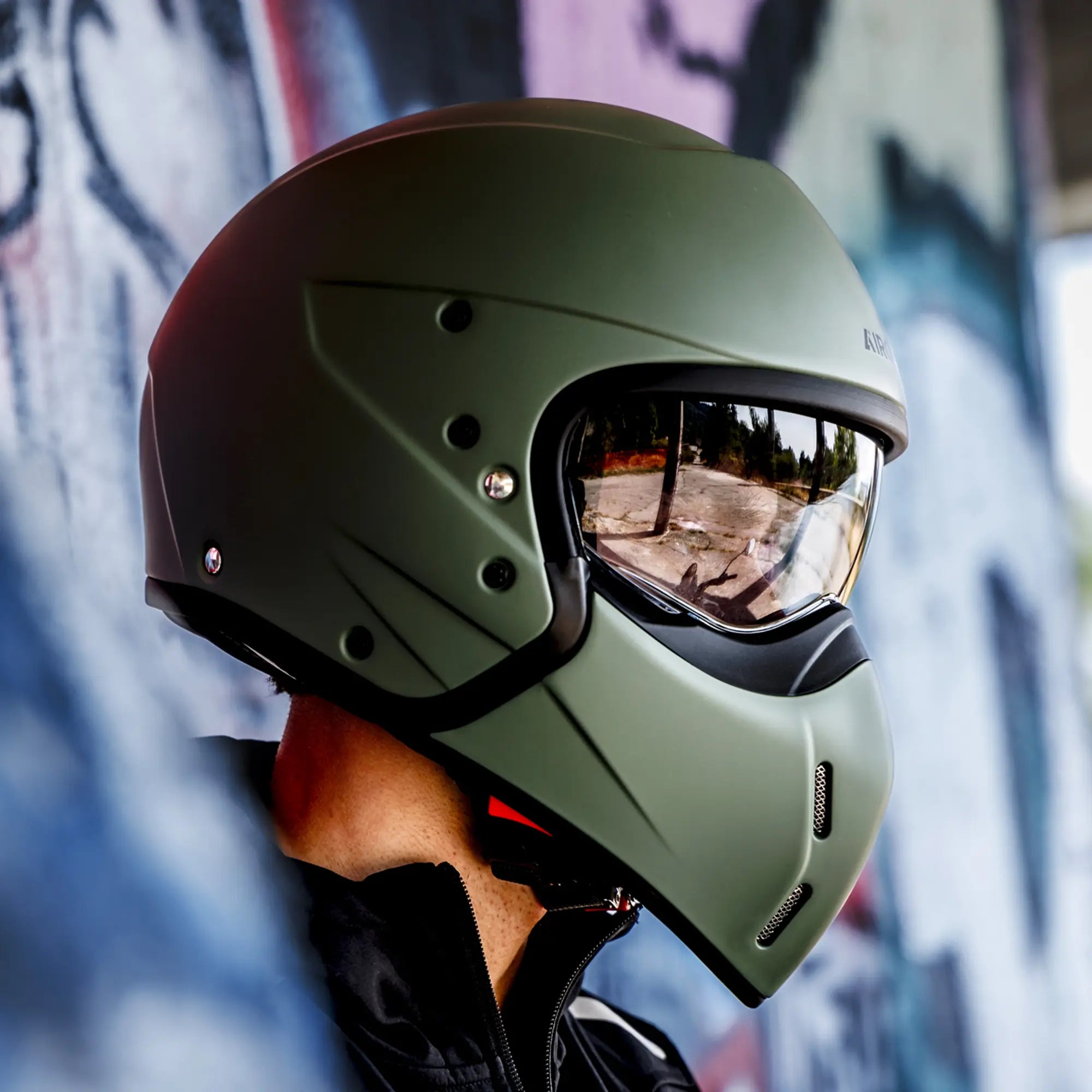 Airoh J-110 Matt Miltary Green FREE UK Delivery, FREE 365 Day Returns | Moto Central
