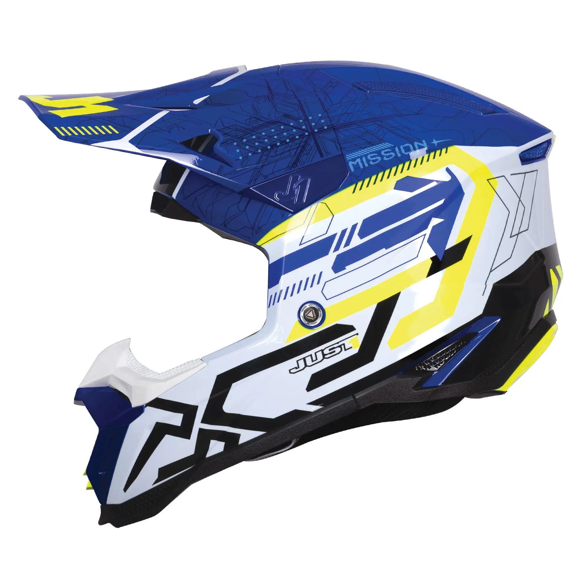 Just1 J40 Mission Fluo Yellow / Gloss Blue FREE UK Delivery, FREE 365 Day Returns | Moto Central