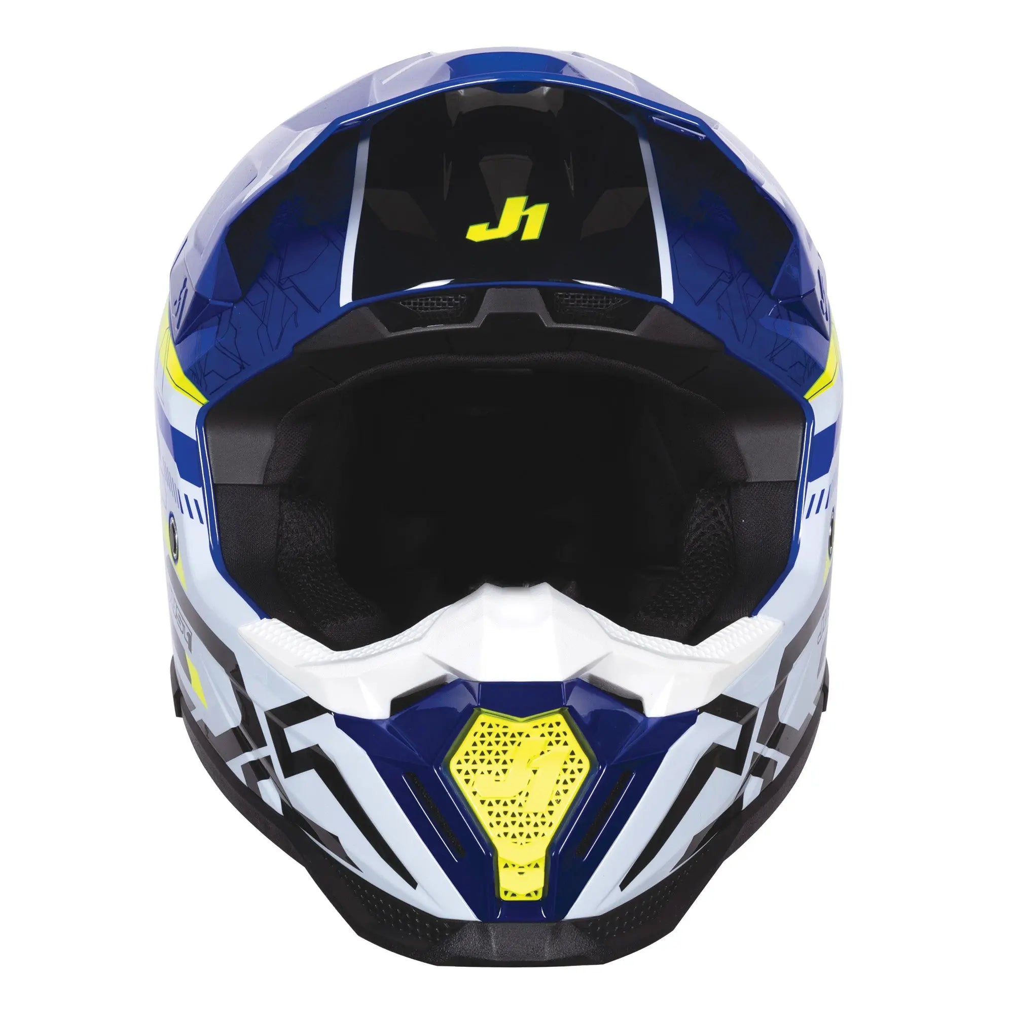 Just1 J40 Mission Fluo Yellow / Gloss Blue FREE UK Delivery, FREE 365 Day Returns | Moto Central