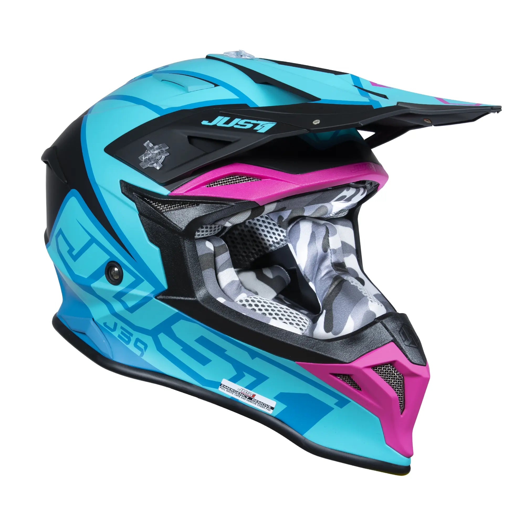 Just1 J39 Thruster Petrol Blue / Fuxia Black FREE UK Delivery, FREE 365 Day Returns | Moto Central