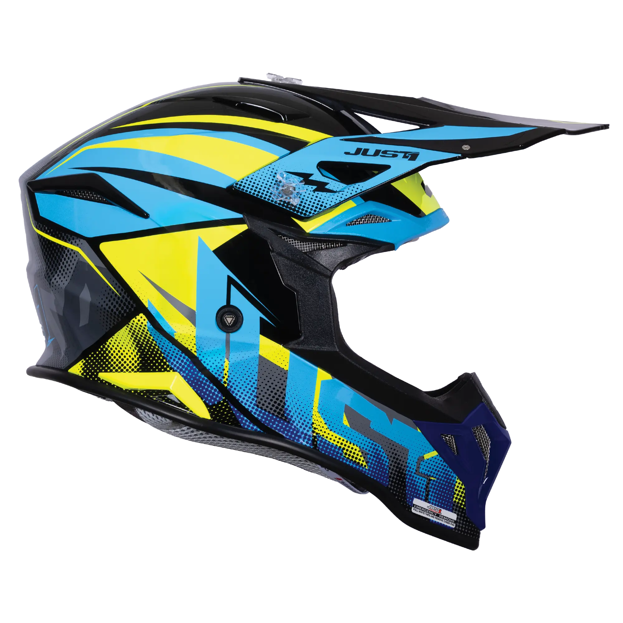 Just1 J39 Revo Blue / Fluo Yellow / Gloss Black FREE UK Delivery, FREE 365 Day Returns | Moto Central